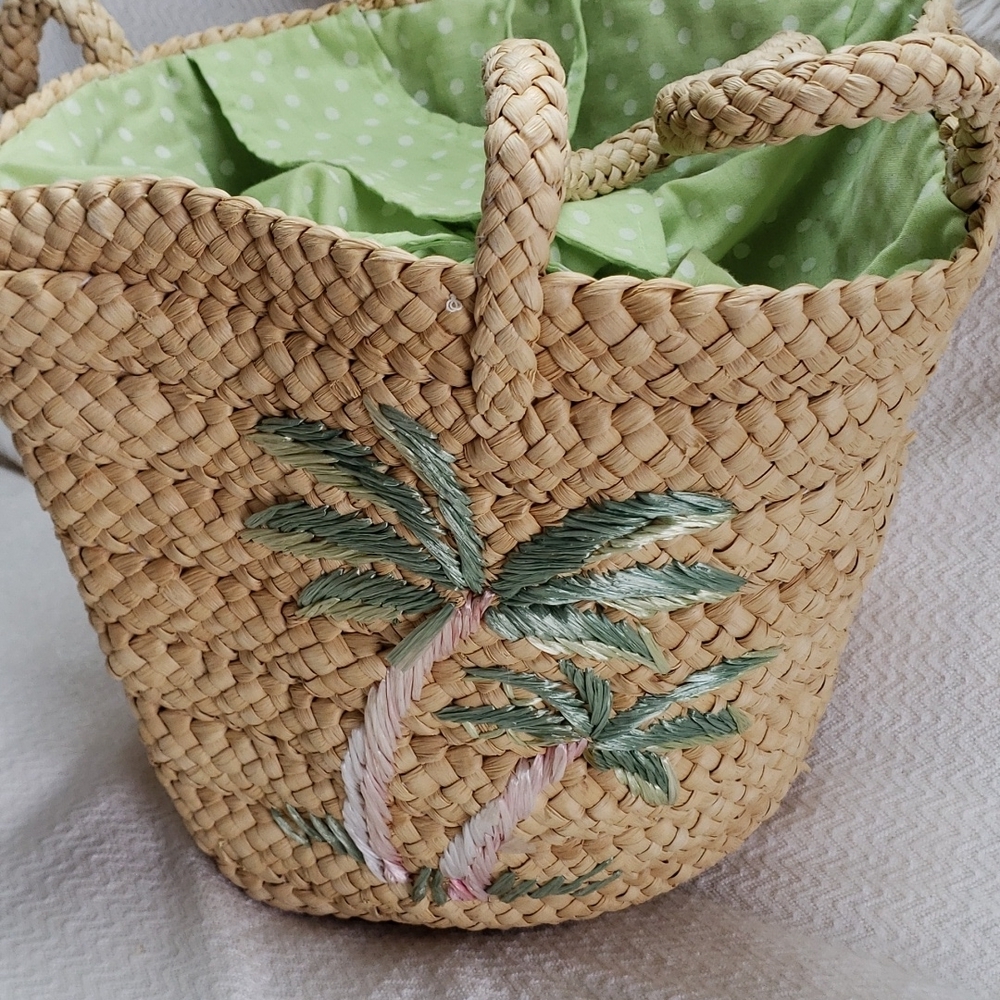 Corn Husk Market/Beach Basket bag fully lined